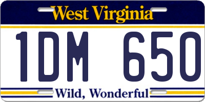 WV license plate 1DM650