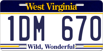 WV license plate 1DM670