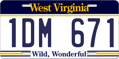 WV license plate 1DM671