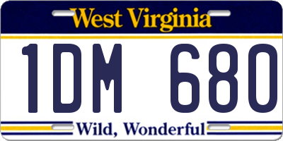 WV license plate 1DM680