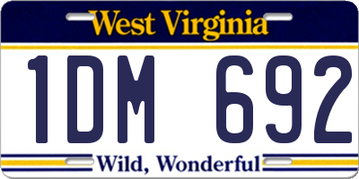 WV license plate 1DM692