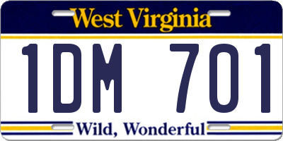 WV license plate 1DM701