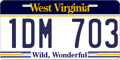 WV license plate 1DM703