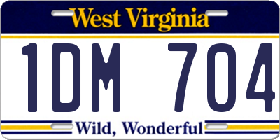 WV license plate 1DM704