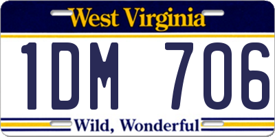 WV license plate 1DM706