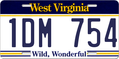 WV license plate 1DM754