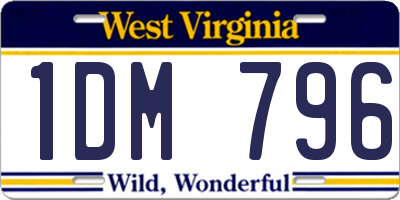 WV license plate 1DM796