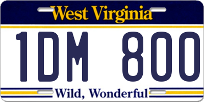 WV license plate 1DM800