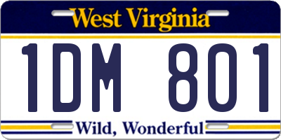 WV license plate 1DM801