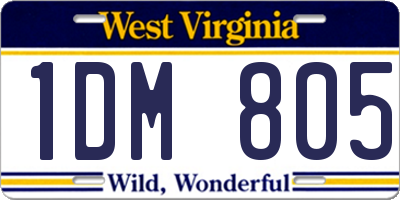 WV license plate 1DM805