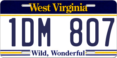 WV license plate 1DM807