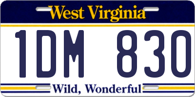 WV license plate 1DM830