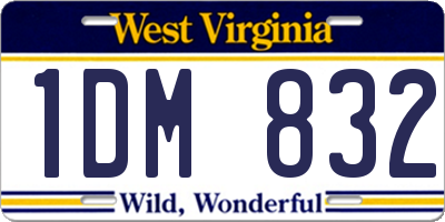 WV license plate 1DM832