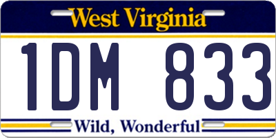 WV license plate 1DM833