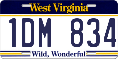 WV license plate 1DM834