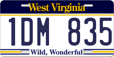 WV license plate 1DM835
