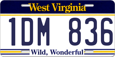WV license plate 1DM836