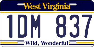 WV license plate 1DM837