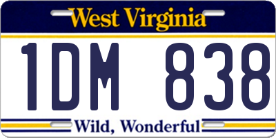 WV license plate 1DM838