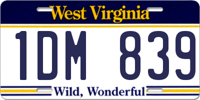 WV license plate 1DM839