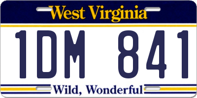 WV license plate 1DM841