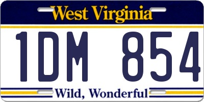 WV license plate 1DM854