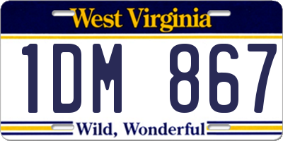 WV license plate 1DM867