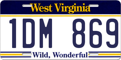 WV license plate 1DM869