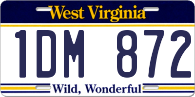 WV license plate 1DM872