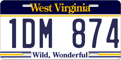 WV license plate 1DM874