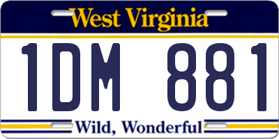 WV license plate 1DM881