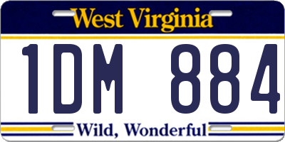 WV license plate 1DM884