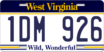 WV license plate 1DM926