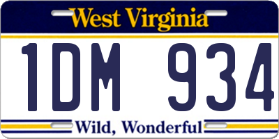 WV license plate 1DM934