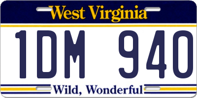 WV license plate 1DM940