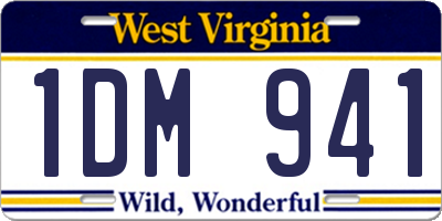 WV license plate 1DM941