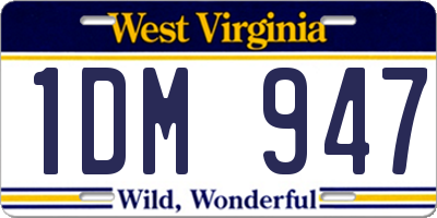 WV license plate 1DM947