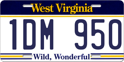 WV license plate 1DM950