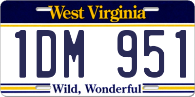 WV license plate 1DM951