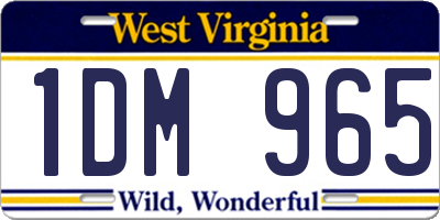 WV license plate 1DM965