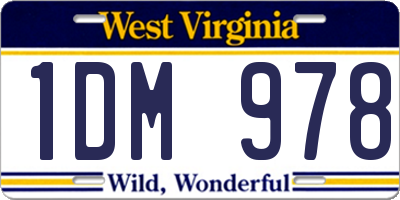 WV license plate 1DM978