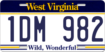 WV license plate 1DM982