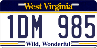 WV license plate 1DM985