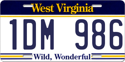 WV license plate 1DM986