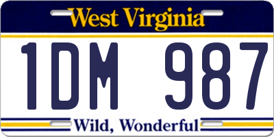 WV license plate 1DM987