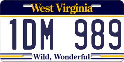 WV license plate 1DM989