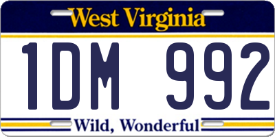 WV license plate 1DM992