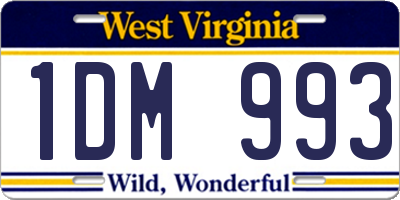 WV license plate 1DM993