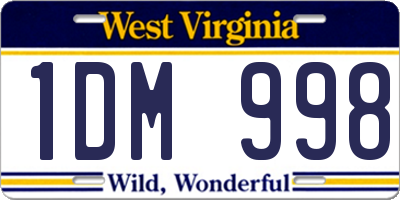 WV license plate 1DM998