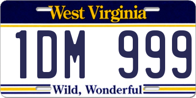 WV license plate 1DM999
